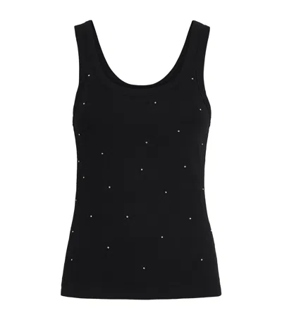 SANDRO STRETCH-COTTON DIAMANTÉ TANK TOP