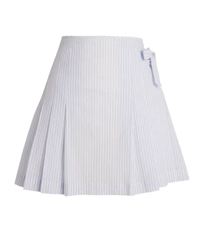 Sandro Stretch-cotton Pleated Mini Skirt In Blue