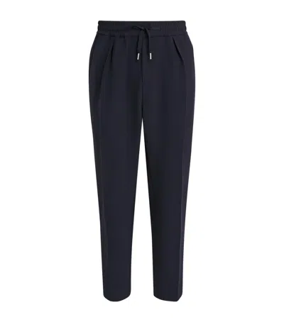 Sandro Stretch-jersey Straight-leg Trousers In Blue