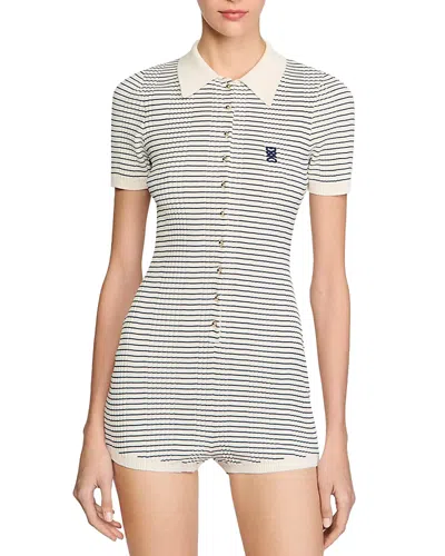SANDRO STRIPE KNIT ROMPER