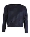 Sandro Stripe Sweater In Navy Blue Polyester In Blue