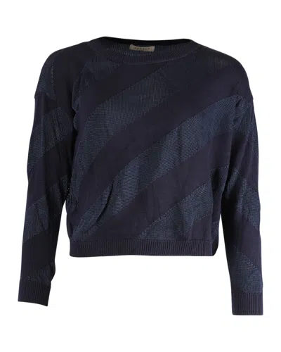 Sandro Stripe Sweater In Navy Blue Polyester