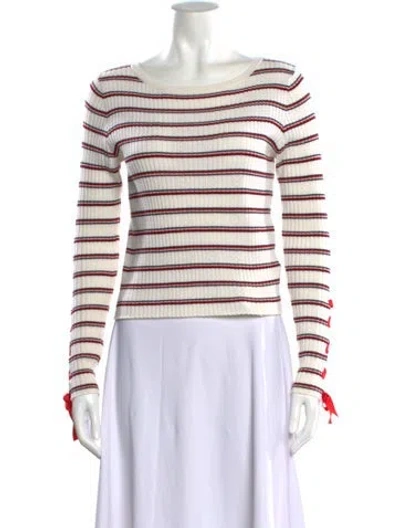 Pre-owned Sandro Striped Bateau Neckline Sweater In Neutral