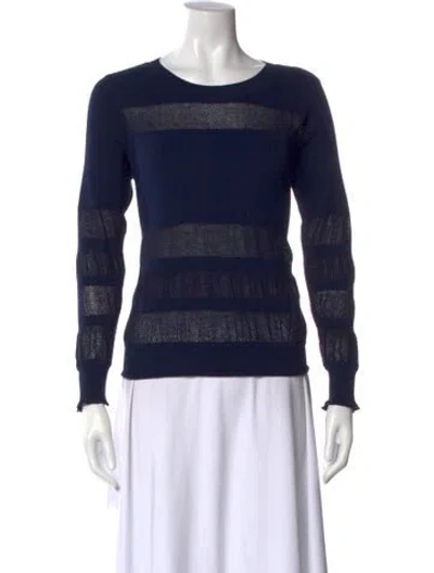 Pre-owned Sandro Striped Bateau Neckline Sweatshirt In Blue