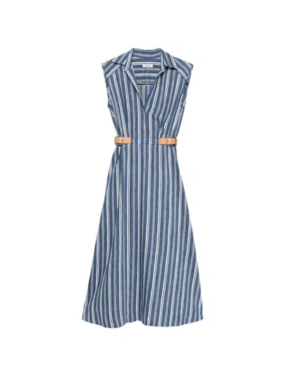 Sandro Striped Belt-detail Maxi Dress In Multi