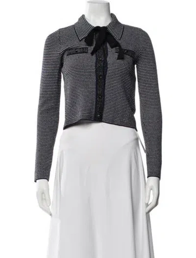 Pre-owned Sandro Striped Biker Jacket In Gray