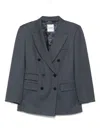 Sandro Womens Blue Striped Peak-lapel Double-breasted Stretch-woven Blazer In Blue