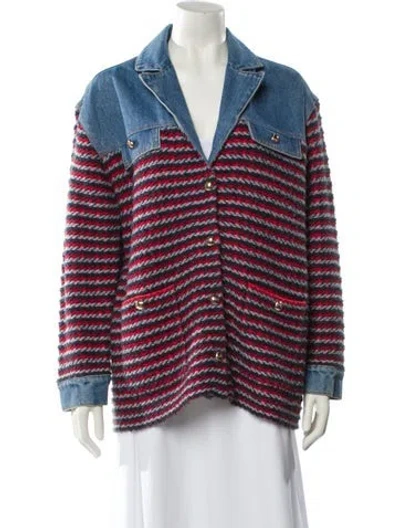 Pre-owned Sandro Striped Blazer In Blue