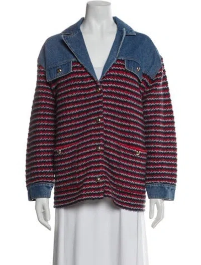 Pre-owned Sandro Striped Blazer In Blue