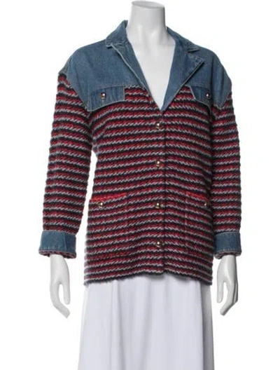 Pre-owned Sandro Striped Blazer In Blue