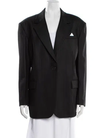Pre-owned Sandro Striped Blazer W/ Tags In Black