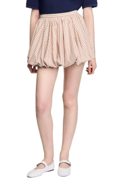 Sandro Cotton Stripe Mini Skirt In Neutral