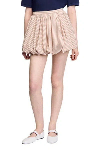 Sandro Cotton Stripe Mini Skirt In Neutral