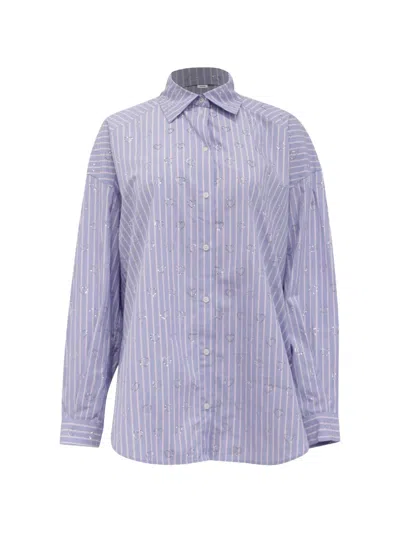 Pre-owned Sandro Striped Button-down Shirt In Blue
