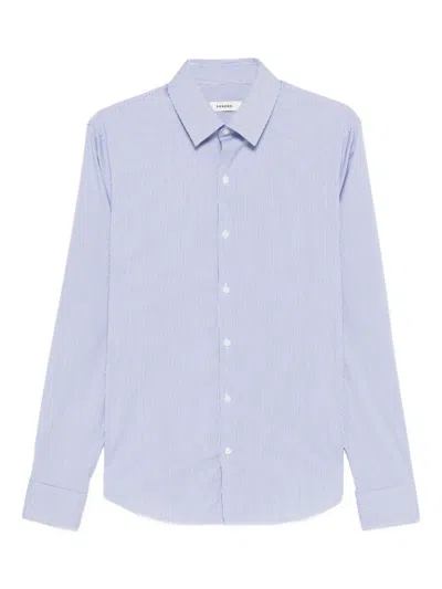 Sandro Striped Buttoned Shirt In Blue