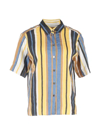 Pre-owned Sandro Striped Buttoned Shirt In Yellow