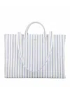 Sandro Womens Bleus Stripe Cotton Tote Bag In Blue/ecru