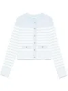 Sandro Terry-knit Striped Cardigan In Blue