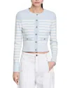 Sandro Terry-knit Striped Cardigan In Sky Blue