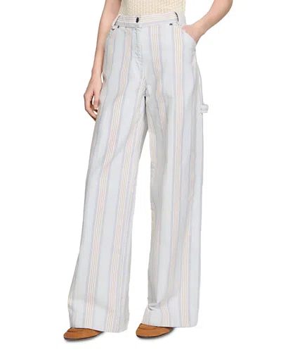 Sandro Striped Cargo Jeans In Blue