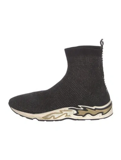 Pre-owned Sandro Striped Chelsea Boots In Black