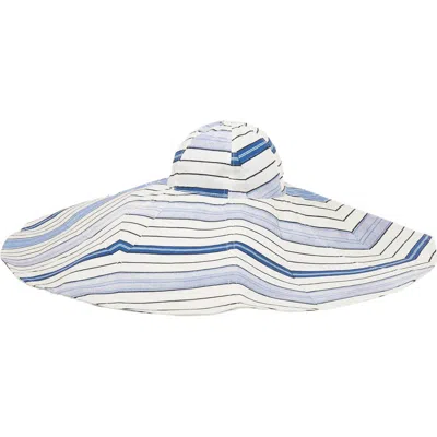 Sandro Striped Cotton Floppy Sun Hat In Blue
