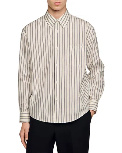 Sandro Striped Cotton Shirt In Multi