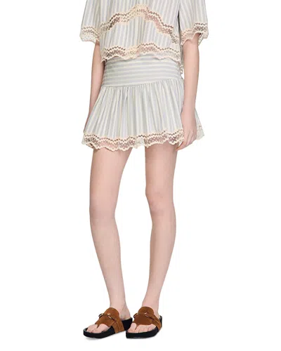 SANDRO STRIPED COTTON SKORT