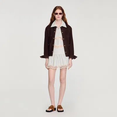 Sandro Striped Cotton Skort In White