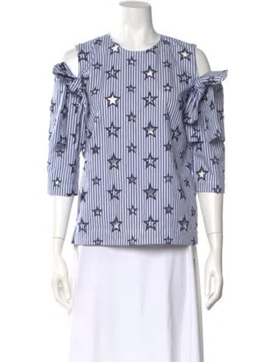 Pre-owned Sandro Striped Crew Neck Blouse In Blue