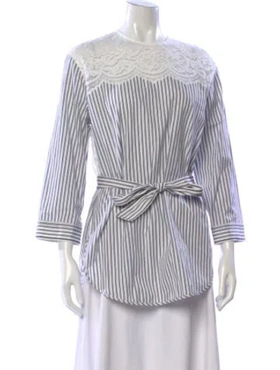 Pre-owned Sandro Striped Crew Neck Blouse In Multi
