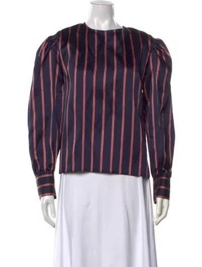 Pre-owned Sandro Striped Crew Neck Blouse In Multi