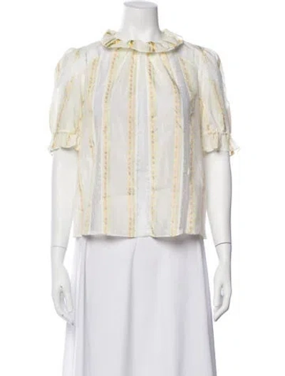 Pre-owned Sandro Striped Crew Neck Blouse In Neutral