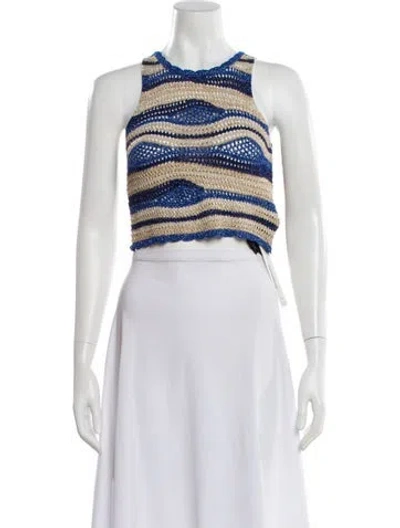 Pre-owned Sandro Striped Crew Neck Crop Top In Multi