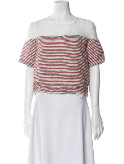 Pre-owned Sandro Striped Crew Neck Crop Top In Multi