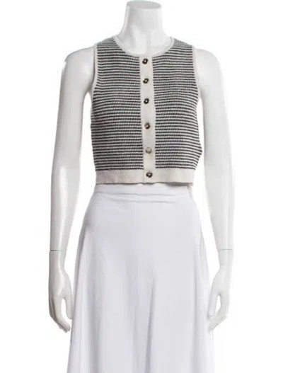 Pre-owned Sandro Striped Crew Neck Crop Top In Pink