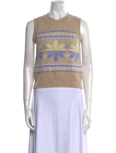 Pre-owned Sandro Striped Crew Neck Crop Top W/ Tags In Neutral