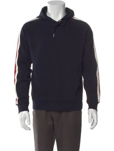 Pre-owned Sandro Striped Crew Neck Hoodie In Blue