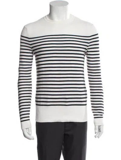Pre-owned Sandro Striped Crew Neck Pullover In Black