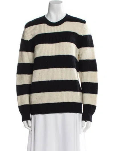 Pre-owned Sandro Striped Crew Neck Sweater In Black