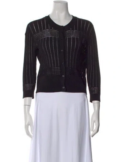 Pre-owned Sandro Striped Crew Neck Sweater In Black