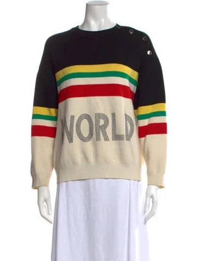 Pre-owned Sandro Striped Crew Neck Sweater In Black