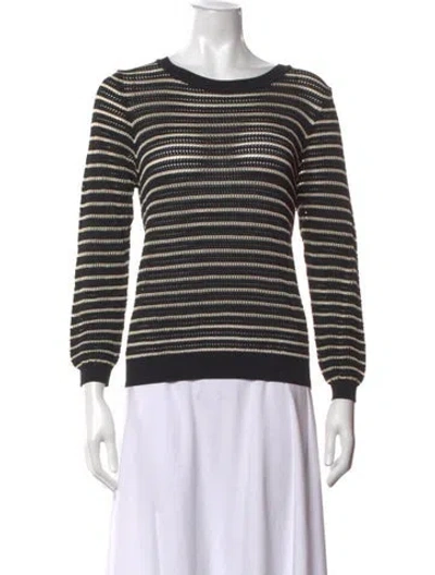 Pre-owned Sandro Striped Crew Neck Sweater In Black/white