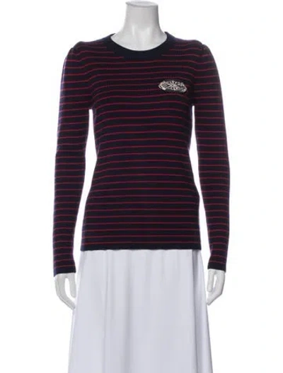 Pre-owned Sandro Striped Crew Neck Sweater In Blue