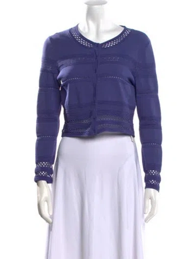 Pre-owned Sandro Striped Crew Neck Sweater In Blue