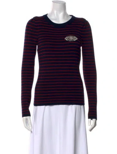 Pre-owned Sandro Striped Crew Neck Sweater In Blue