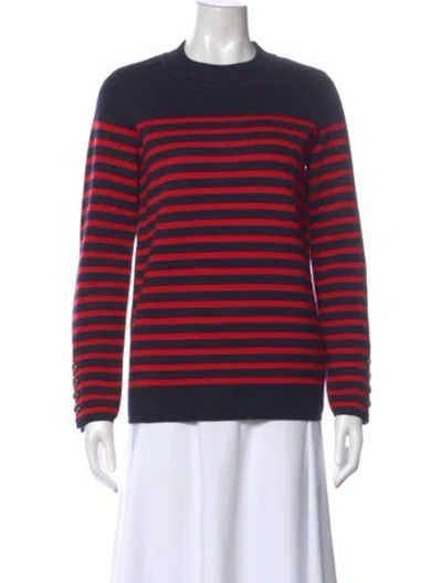 Pre-owned Sandro Striped Crew Neck Sweater In Blue