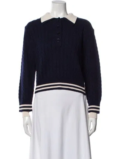 Pre-owned Sandro Striped Crew Neck Sweater In Blue