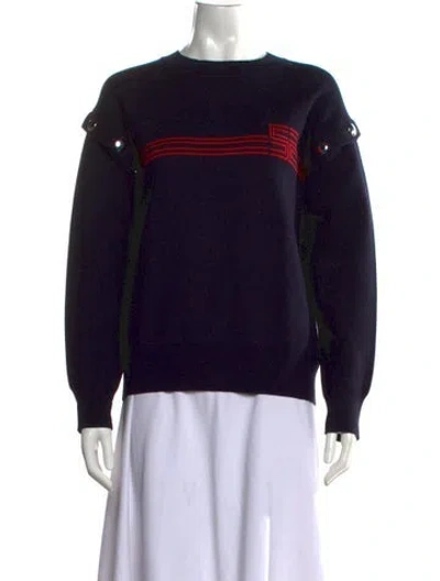 Pre-owned Sandro Striped Crew Neck Sweater In Blue