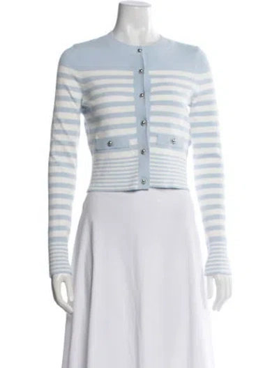 Pre-owned Sandro Striped Crew Neck Sweater In Blue